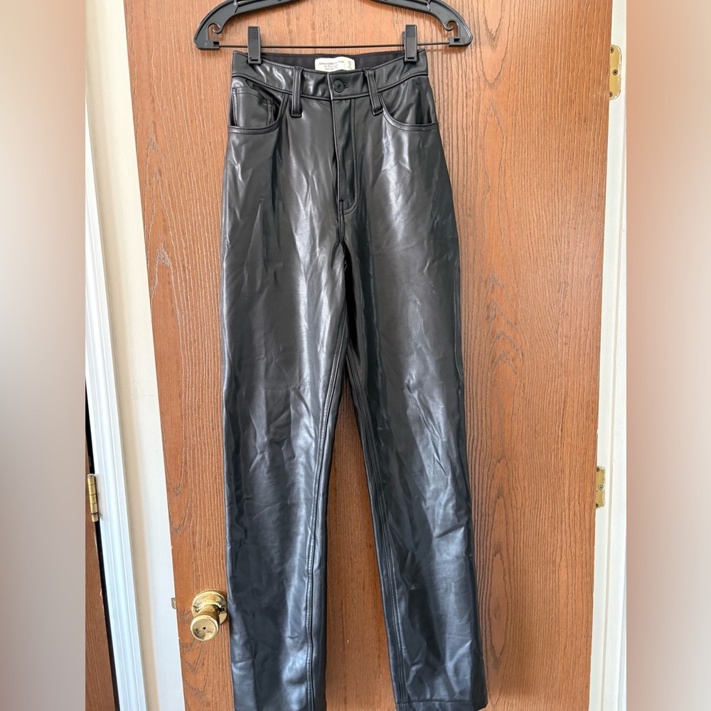 Abercrombie and Fitch Black Faux Leather High-Waist Pants